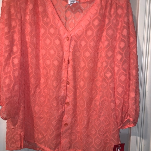 Bon Worth Women's Blouse Size SP CORAL NWT - Picture 1 of 9